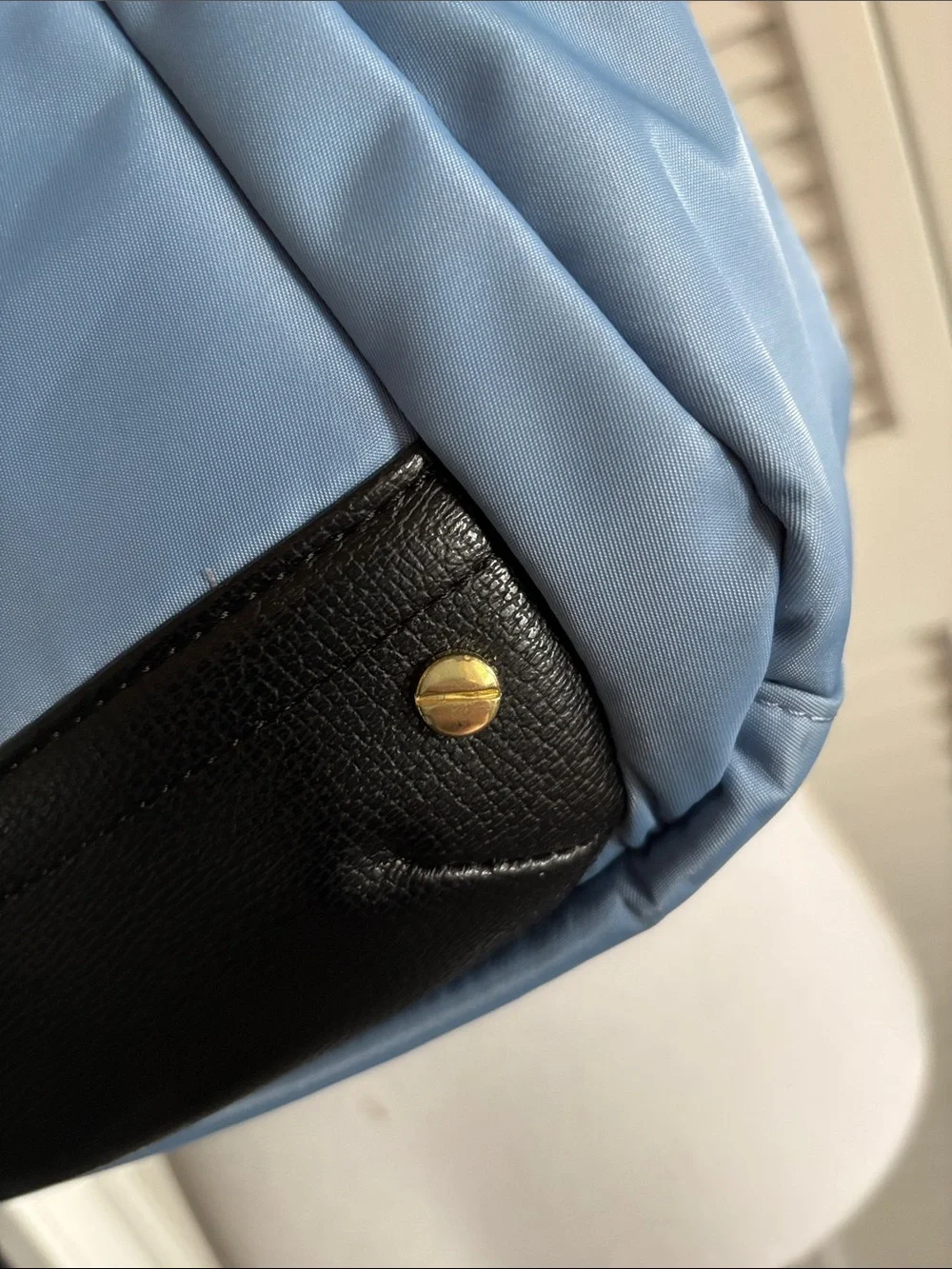 Tutilo New York Commuter Backpack Light Blue Nylon Black Travel Bag Like New